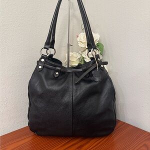 Maurizio Taiuti Black Pebbled Leather Shoulder Bag